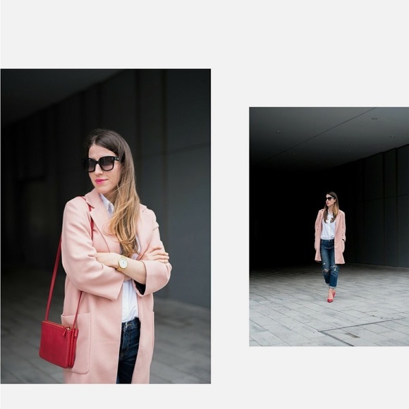 Zara Open Front Boyfriend Pink Coat XS - Picture 3 of 16